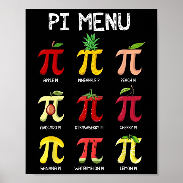 Poster Menu Pi Torta Dia Matemática Matemática Professor  (Frente)