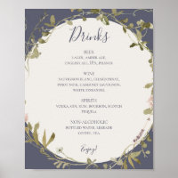 Menu primavera de Bebidas de Casamento com Púrpura