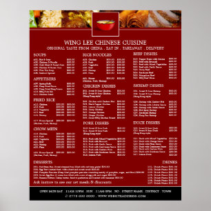 Poster Menu Restaurante Chinês