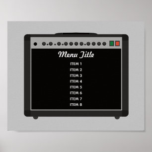 Poster Menu Roll e Rock de Amplificador de Violão Persona