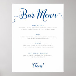 Poster Menu Royal Blue Wedding Drinks