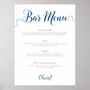Poster Menu Royal Blue Wedding Drinks