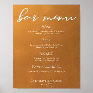 Poster Menu Russo do Bar do Tom de Tonalidade Dourada da