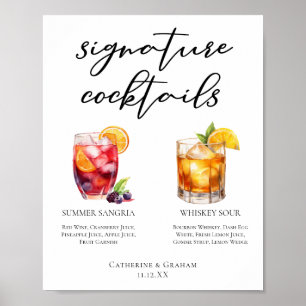 Poster Menu Sangria Whiskey Sour Signature Cocktails