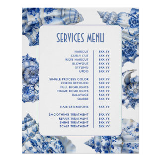 Póster Menu Serviços de Capas Azuis
