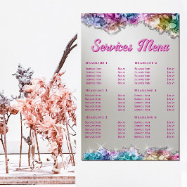 Póster Menu Serviços de Cristais Iridescentes