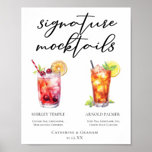 Poster Menu Shirley Temple Arnold Palmer Mocktails