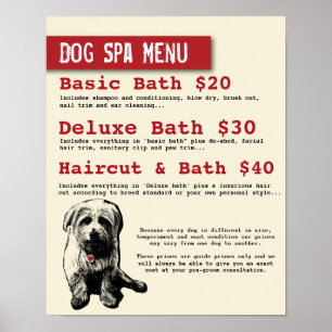 Póster Menu Spa de Agrupamento de Cães - Personalizável