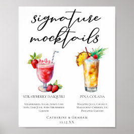 Poster Menu Strawberry Daiquiri Piña Colada Mocktails