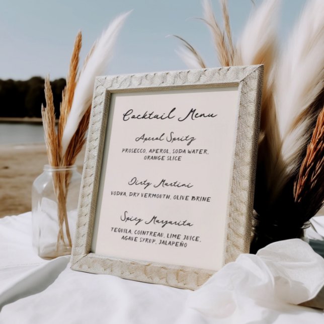 Poster Menu Whimsical Quirky Handwrite Cocktail (Criador carregado)