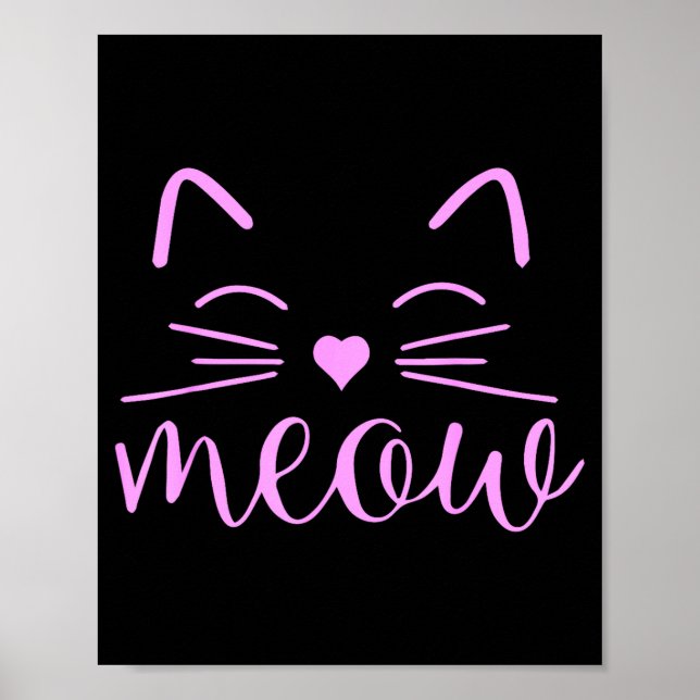 Poster Meow Cute Cat Face Funny Quote For Cat Fans  (Frente)