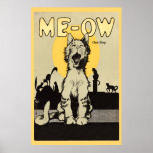 Poster Meow os amantes bonitos de um gato do vintage da