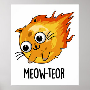 Poster Meow-teor Engraçado Meteor Pun