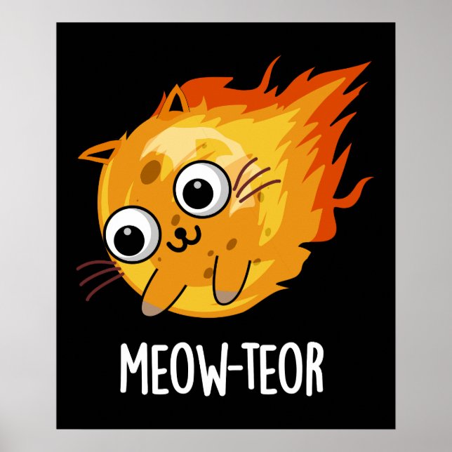 Poster Meow-teor Funny Meteor Pun Dark BG (Frente)