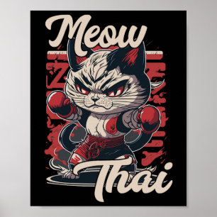 Poster Meow Thai Fighight Cat Muay Thai Boxgata Para Home