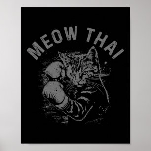 Poster Meow Thai Funny Muay Thai Boxando Gata Artes Marci