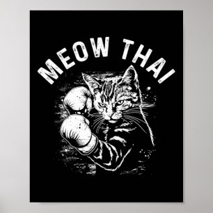 Poster Meow Thai Funny Muay Thai Boxando Gata Artes Marci