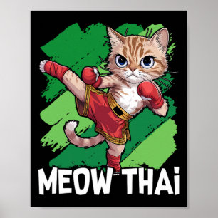 Poster Meow Thai Funny Muay Thai Boxando Gata Artes Marci