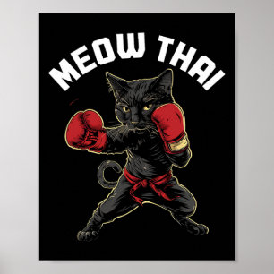 Poster Meow Thai Funny Muay Thai Boxando Gata Artes Marci
