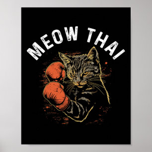 Poster Meow Thai Funny Muay Thai Boxando Gata Artes Marci