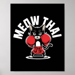 Poster Meow Thai Muay Thai Boxando Cat Artes Marciais Mma