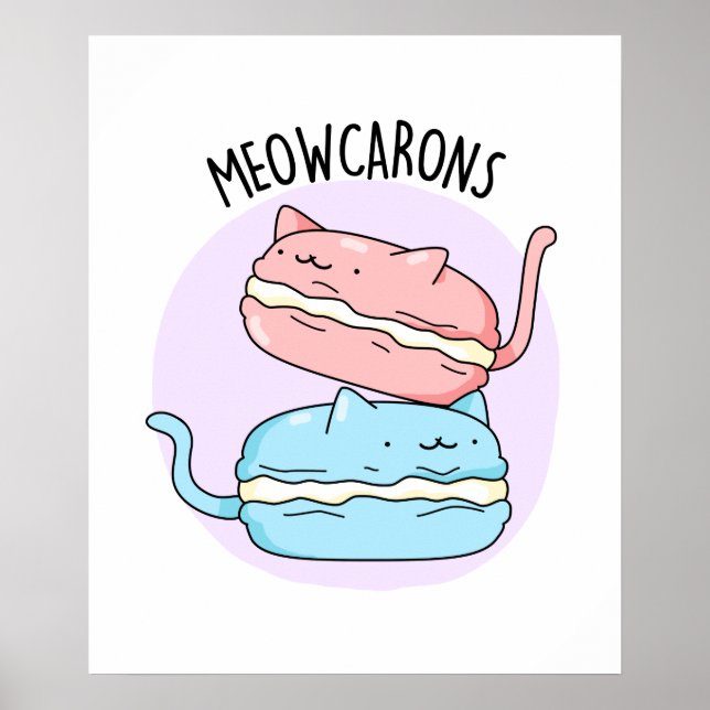 Poster Meowcarons Funny Macaron Pun (Frente)