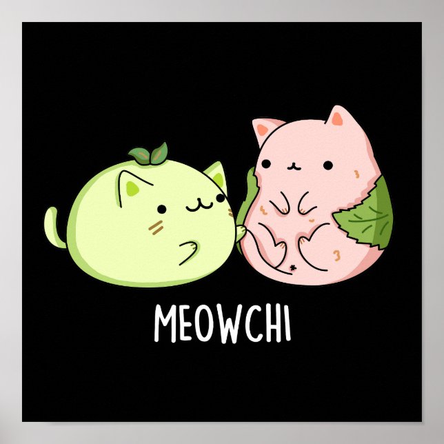 Poster Meowchi Funny Mochi Comida Dark BG (Frente)
