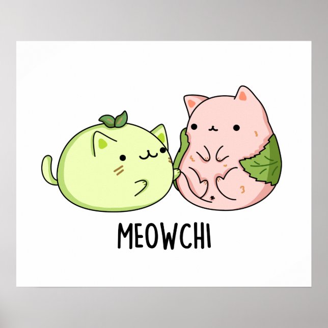 Poster Meowchi Funny Mochi Pun (Frente)