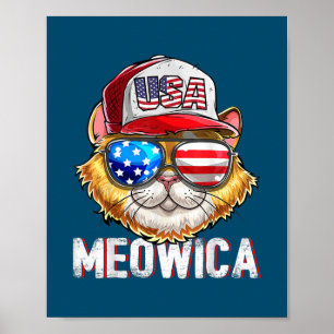 Poster Meowica American Flag Cat. 4 de julho