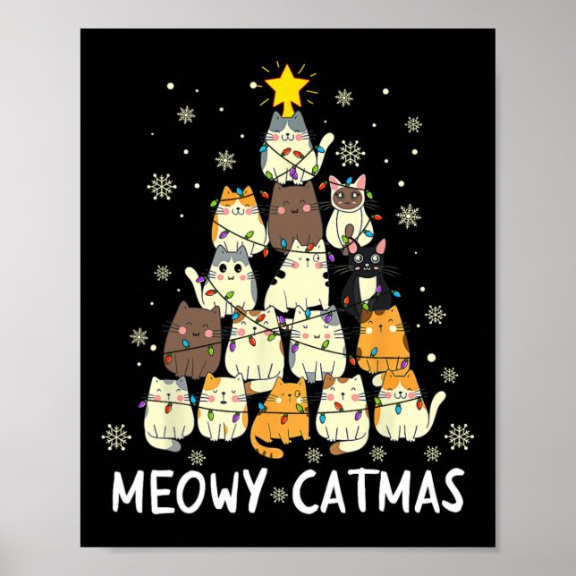 Poster Meowy Catmas Árvore de Natal Xmas Meninas Fu (Frente)