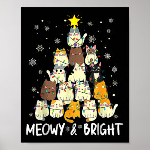 Poster Meowy Catmas Árvore de Natal Xmas Meninas Fu