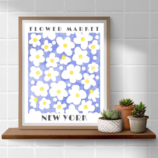 Poster Mercado da Flor Cura Retro Daisy Amarelo (<a href="https://www.freepik.com/free-photo/modern-picture-frame-shelf_18142137.htm#page=5&query=wal)