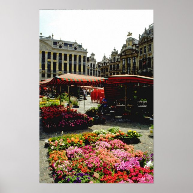 Poster Mercado da Flor Rosa na praça principal, Bruxelas, (Frente)