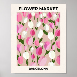 Poster Mercado da Flor Tulipas Rosa de Barcelona Pastel