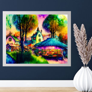 Poster Mercado de Agricultores Caprichoso Aquarela
