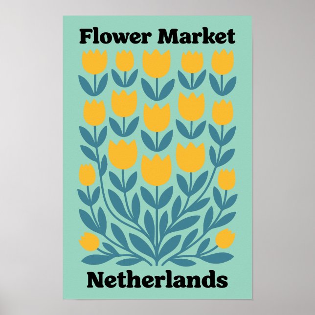 Poster Mercado de Flores da Holanda Países Baixos Tulipas (Frente)