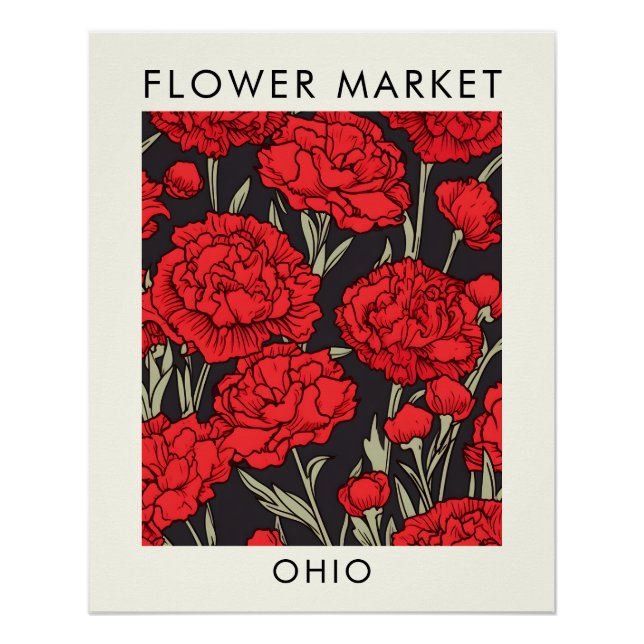 Póster Mercado de Flores de Cravos do Estado de Ohio (Frente)