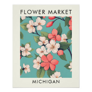 Póster Mercado de Flores de Maçã do Estado do Michigan