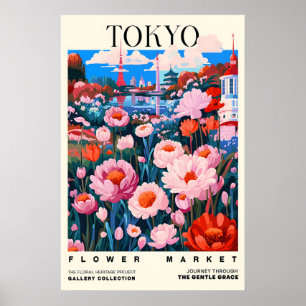 Poster Mercado de Flores de Tóquio Arte Floral Japonês