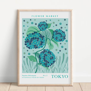 Poster Mercado de Flores de Tóquio Hortênsia