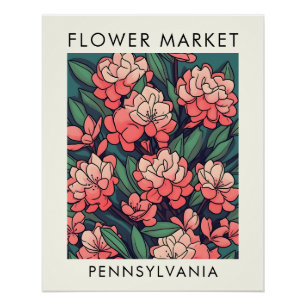 Póster Mercado de Flores do Estado da Pensilvânia Mountai