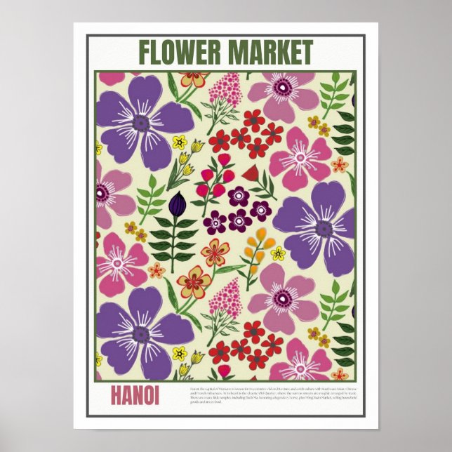 Poster Mercado de Flores do Sudeste Asiático Hanói (Frente)