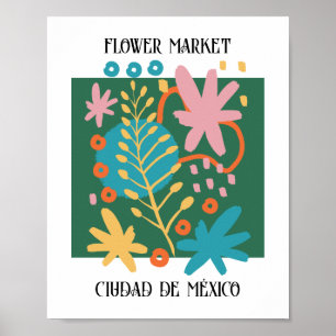 Poster Mercado de Flores Editável na Cidade do México