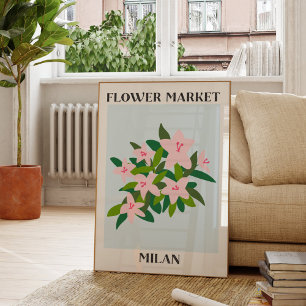 Poster Mercado de Flores Flor de Lírio Rosa de Milão Flor