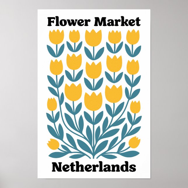 Poster Mercado de Flores Holanda Holanda Tulipa Amarela (Frente)
