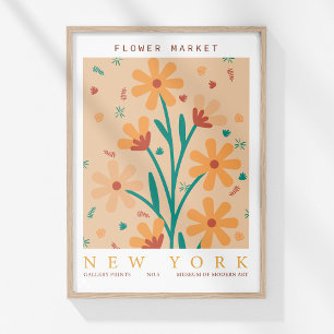 Poster Mercado de Flores Retro - New York Orange Abstrato