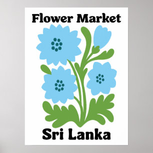 Poster Mercado de Flores Sri Lanka Lírio de Água Azul Tro