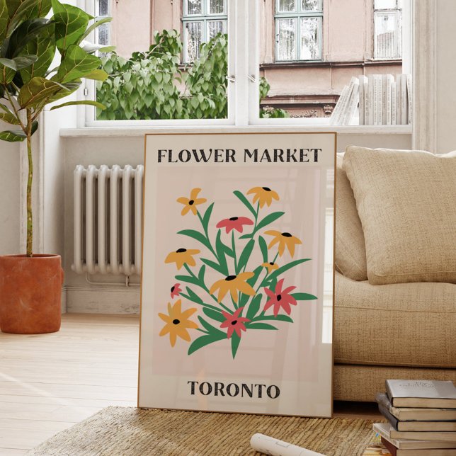 Poster Mercado de Flores Toronto Rosa Amarelo Daisies Flo (In situ Living room)