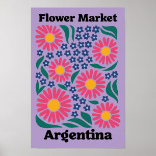 Poster Mercado de Flores Vintage da Argentina - Margarida