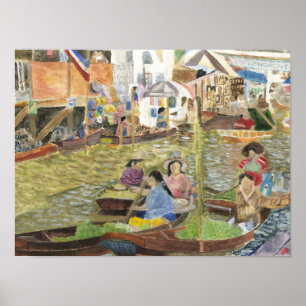 Póster Mercado de flutuação Banguecoque